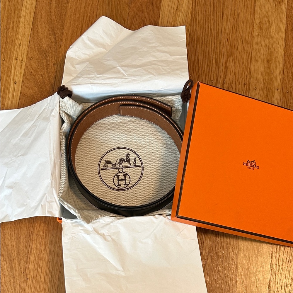 Hermes Black Leather Belt (buckle NOT included)